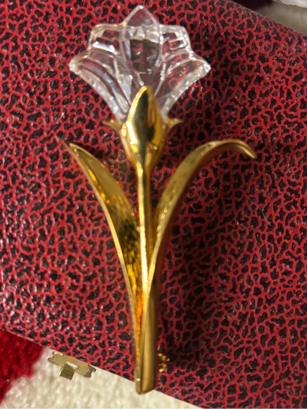 Vintage Swarovski Gold Plate Crystal Tulip Brooch Pin